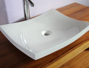 Vasque de salle de bain plate blanche